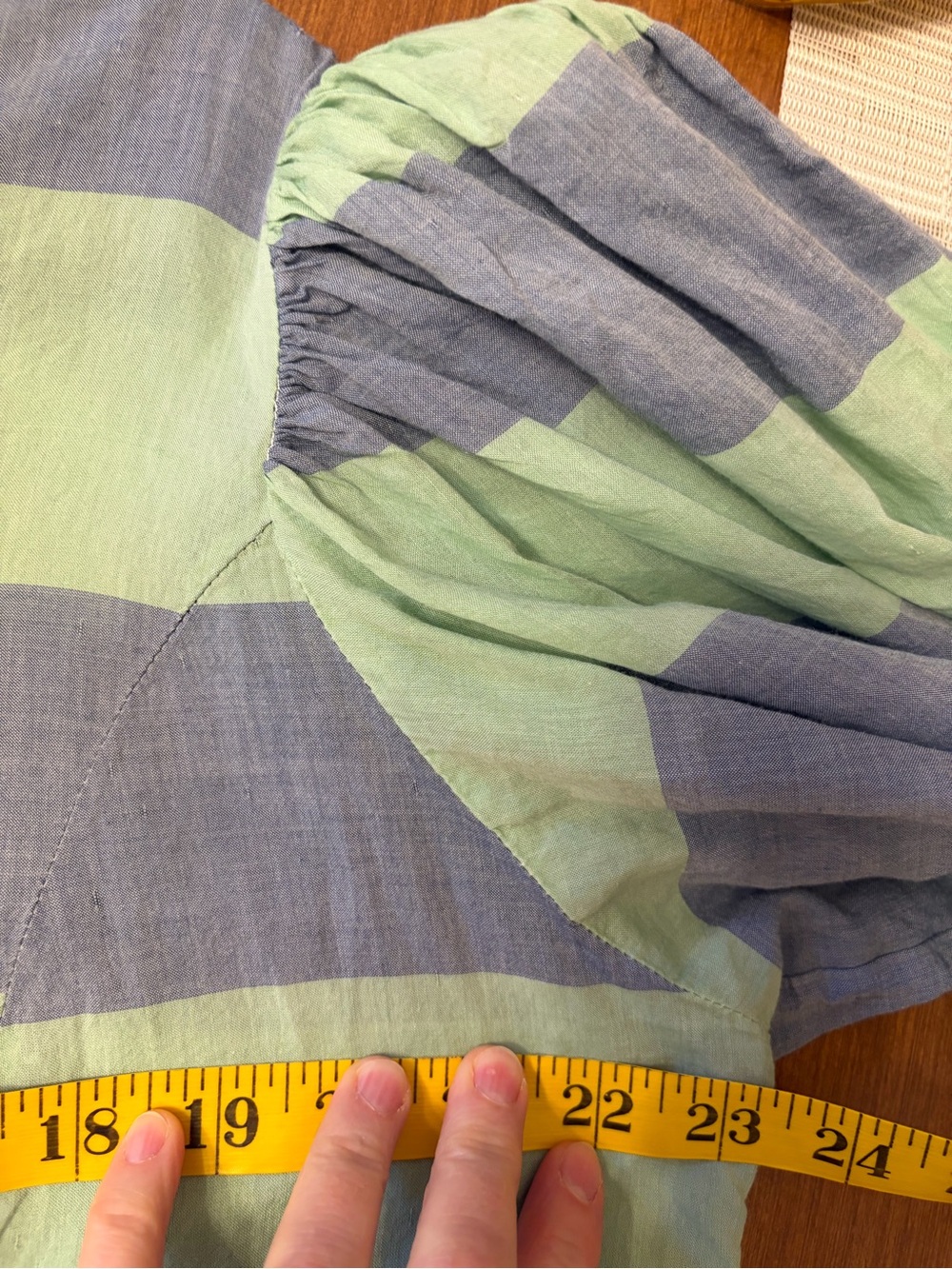 Tawni Haynes Striped Tie-Neck Puff-Sleeve Blouse - Green and Blue - Picture 9 of 9